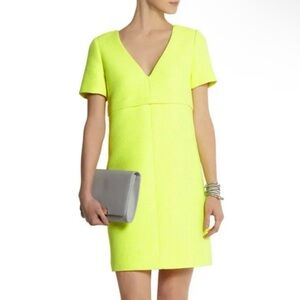 J. Crew Collection Yellow V-Neck Sheath Mini Dress Cocktail